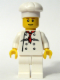 Minifig No: chef017  Name: Chef - White Torso with 8 Buttons, White Legs (Undetermined Eyebrows)