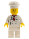 Minifig No: chef017b  Name: Chef - White Torso with 8 Buttons, White Legs, Reddish Brown Eyebrows