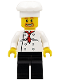 Minifig No: chef018  Name: Chef - White Torso with 8 Buttons, Black Legs, Beard Around Mouth