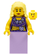 Minifig No: col265  Name: Musician - Female, Blouse with Gold Sash and Flowers, Lavender Skirt, Bright Light Yellow Hair