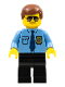 Minifig No: col282  Name: Police - City Shirt with Dark Blue Tie and Gold Badge, Black Legs, Brown Male Hair, Sunglasses