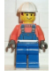 Minifig No: con002  Name: Overalls with Safety Stripe Blue, White Construction Helmet