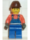 Minifig No: con005  Name: Overalls with Safety Stripe Blue, Brown Cavalry Cap