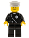 Minifig No: cop013  Name: Police - Zipper with Badge, Black Legs, White Hat