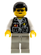 Minifig No: cop037  Name: Police - Sheriff Star and 2 Pockets, Light Gray Legs, White Arms, Black Male Hair