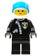 Minifig No: cop047  Name: Police - Zipper with Sheriff Star, White Helmet, Trans-Dark Blue Visor, Female