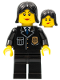 Minifig No: cop053  Name: Police - City Suit with Blue Tie and Badge, Black Legs, Black Female Hair