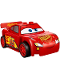 Minifig No: crs018  Name: Lightning McQueen - Red, 'Rust-eze' in Fancy Script