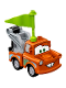 Minifig No: crs044  Name: Duplo Tow Mater - Light Bluish Gray Hook Base, Silver Wheels, Lime Flag