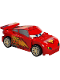 Minifig No: crs096  Name: Lightning McQueen - Piston Cup Hood, White and Gold Wheels, Red 2 x 8 Plate, 3 Yellow 1 x 2 Plates