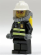 Minifig No: cty0026  Name: Fire - Reflective Stripes, Black Legs, White Fire Helmet, Breathing Neck Gear with Air Tanks, Orange Glasses