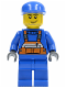 Minifig No: cty0042  Name: Overalls with Safety Stripe Orange, Blue Legs, Blue Cap, Smirk and Stubble Beard