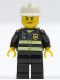 Minifig No: cty0044  Name: Fire - Reflective Stripes, Black Legs, White Fire Helmet, Angry Eyebrows