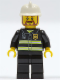 Minifig No: cty0055  Name: Fire - Reflective Stripes, Black Legs, White Fire Helmet, Brown Beard Rounded