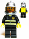 Minifig No: cty0057  Name: Fire - Reflective Stripes, Black Legs, Silver Fire Helmet, Beard and Glasses, Yellow Air Tanks