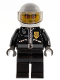 Minifig No: cty0102  Name: Police - City Leather Jacket with Gold Badge, White Helmet, Trans-Brown Visor, Orange Sunglasses