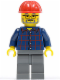 Minifig No: cty0126  Name: Plaid Button Shirt, Dark Bluish Gray Legs, Red Construction Helmet, Glasses, Gray Beard