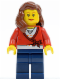 Minifig No: cty0143  Name: Sweater Cropped with Bow, Heart Necklace, Dark Blue Legs, Reddish Brown Female Hair over Shoulder