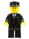 Minifig No: cty0145  Name: Suit Black, Black Police Hat, Brown Eyebrows, Thin Grin