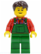 Minifig No: cty0161  Name: Overalls Farmer Green, Dark Brown Short Tousled Hair