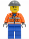 Minifig No: cty0168  Name: Construction Worker - Orange Zipper, Safety Stripes, Orange Arms, Blue Legs, Dark Bluish Gray Knit Cap