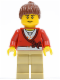 Minifig No: cty0179a  Name: Sweater Cropped with Bow, Heart Necklace, Tan Legs, Reddish Brown Hair Female Ponytail, Black Eyebrows, Thin Grin