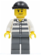 Minifig No: cty0200  Name: Police - Jail Prisoner 50380 Prison Stripes, Dark Bluish Gray Legs, Black Knit Cap, Smirk and Stubble Beard