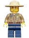 Minifig No: cty0273  Name: Forest Police - Dark Tan Shirt with Pockets, Radio and Gold Badge, Dark Blue Legs, Campaign Hat, Angry Eyebrows and Scowl, White Pupils