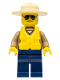 Minifig No: cty0306  Name: Forest Police - Dark Tan Shirt with Pockets, Dark Blue Legs, Campaign Hat, Black and Silver Sunglasses, Life Jacket Center Buckle
