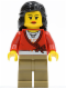 Minifig No: cty0313  Name: Sweater Cropped with Bow, Heart Necklace, Dark Tan Legs, Black Female Hair Mid-Length