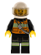 Minifig No: cty0344  Name: Fire - Reflective Stripe Vest with Pockets and Shoulder Strap, White Helmet