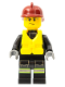 Minifig No: cty0372  Name: Fire - Reflective Stripes with Utility Belt, Dark Red Fire Helmet, Life Jacket Center Buckle