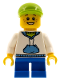 Minifig No: cty0396  Name: Child - Boy, White Hoodie with Medium Blue Pocket, Blue Short Legs, Lime Cap, Freckles