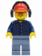 Minifig No: cty0466  Name: Plaid Button Shirt, Sand Blue Legs, Red Cap with Hole, Black Headphones