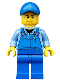 Minifig No: cty0526  Name: Overalls with Tools in Pocket Blue, Blue Cap with Hole, Sweat Drops