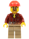 Minifig No: cty0540  Name: Flannel Shirt with Pocket and Belt, Dark Tan Legs, Red Construction Helmet, Safety Goggles