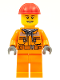 Minifig No: cty0549  Name: Construction Worker - Chest Pocket Zippers, Belt over Dark Gray Hoodie, Red Construction Helmet