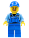 Minifig No: cty0574  Name: Overalls with Tools in Pocket Blue, Blue Cap with Hole, Brown Moustache and Goatee