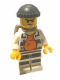 Minifig No: cty0618  Name: Police - Jail Prisoner 18675, Open Shirt, Striped Legs, Gray Knit Cap, Backpack