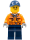 Minifig No: cty0641  Name: Construction Worker - Male, Orange Safety Jacket, Reflective Stripe, Sand Blue Hoodie, Dark Blue Legs, Dark Blue Cap with Hole, Scowl