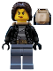 Minifig No: cty0642  Name: Police - City Bandit Crook Female, Sand Blue Legs, Dark Brown Mid-Length Tousled Hair, Backpack