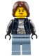 Minifig No: cty0645  Name: Police - City Bandit Crook Female, Sand Blue Legs, Dark Brown Mid-Length Tousled Hair