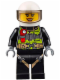 Minifig No: cty0651  Name: Fire - Reflective Stripes with Utility Belt and Flashlight, White Helmet, Trans-Brown Visor, Peach Lips Open Mouth Smile
