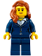 Minifig No: cty0691  Name: Businesswoman - Dark Blue Pants Suit, Peach Lips, Dark Orange Female Hair over Shoulder