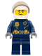 Minifig No: cty0702  Name: Police - City Leather Jacket with Gold Badge and Utility Belt, White Helmet, Trans-Brown Visor, Peach Lips Smirk