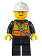 Minifig No: cty0741  Name: Fire - Reflective Stripe Vest with Pockets and Shoulder Strap, White Fire Helmet