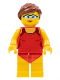 Minifig No: cty0759  Name: Beachgoer - Red Female Swimsuit and Light Blue Glasses