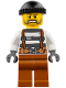 Minifig No: cty0773  Name: Police - Jail Prisoner Overalls 621 Prison Stripes, Dark Orange Legs, Black Knit Cap, Beard