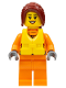 Minifig No: cty0827  Name: Coast Guard City - Female Watercraft Pilot with Dark Red Hair