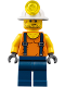 Minifig No: cty0846  Name: Miner - Shirt with Straps, Dark Blue Legs, Mining Helmet, Stubble and Scar
